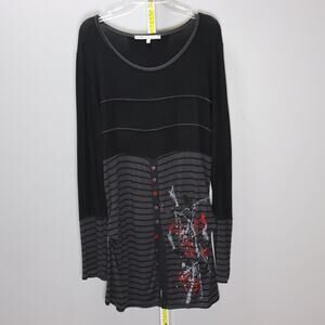 Sun‎ Light T.Billy Artsy Striped Button Front Knit Dress T3 L/XL